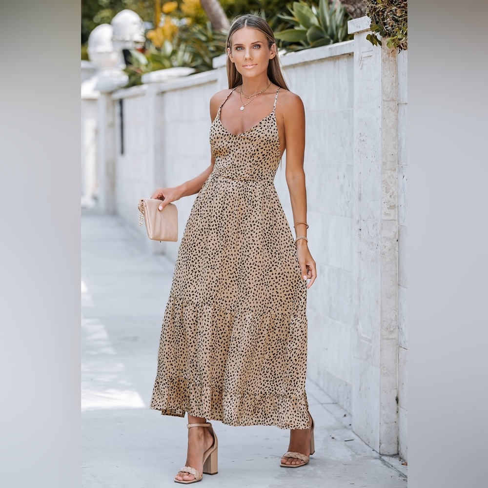 Leopard print backless dress